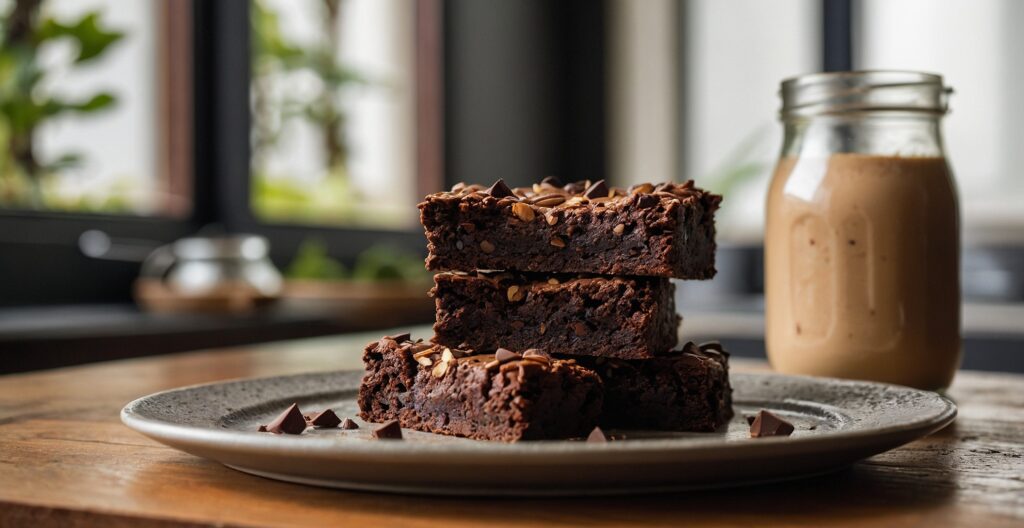 Delicious Prime Bites Protein Brownies served fresh, showcasing the rich texture and protein-packed ingredients.
