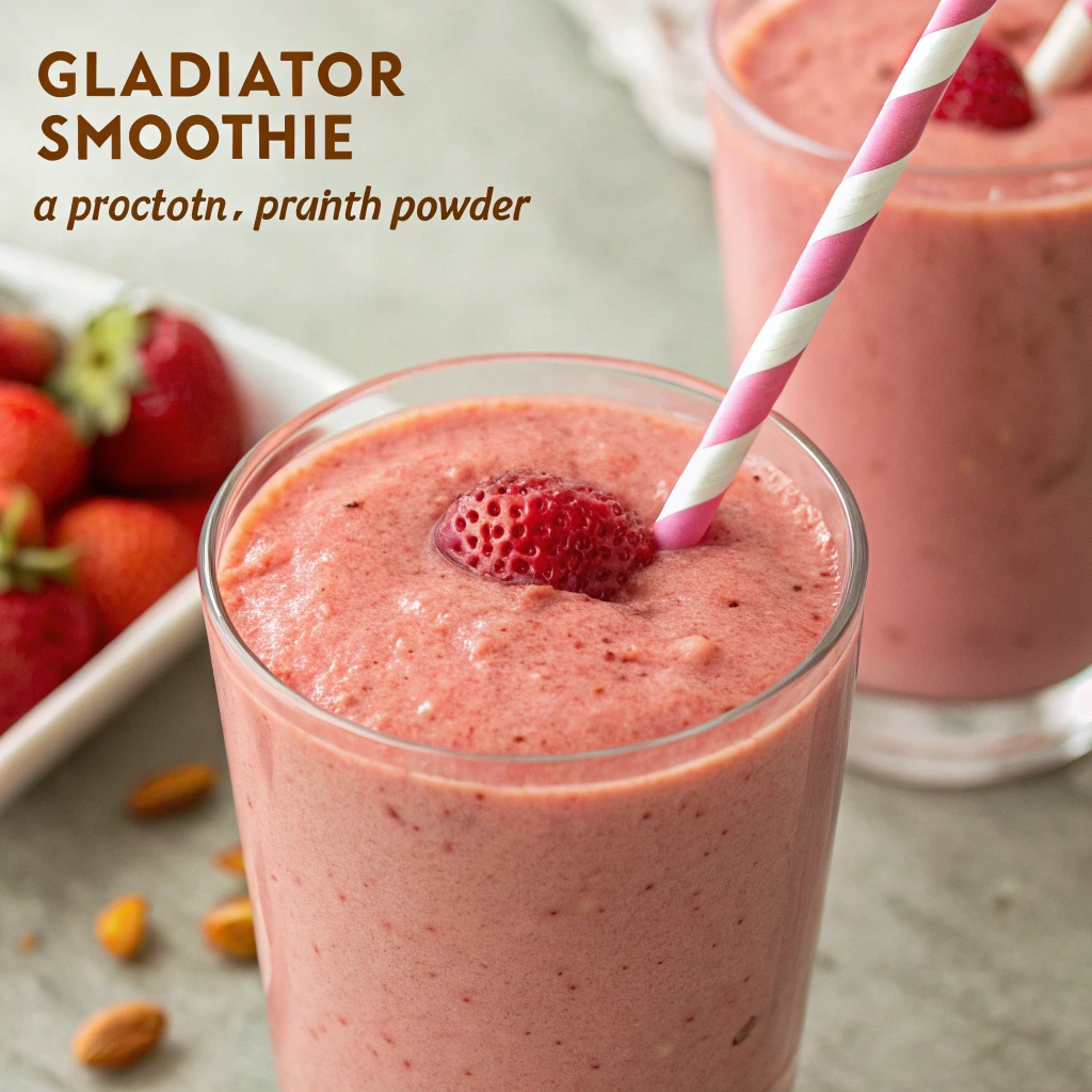 Gladiator smoothie from Smoothie King with protein and low sugar.